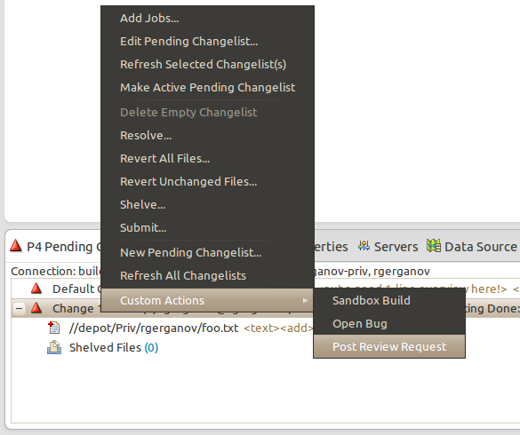 context menu